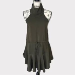 Shona Joy Olive Green Tie Waist Halter Dress